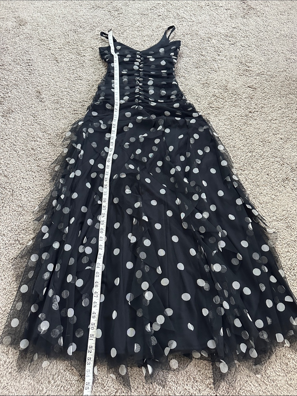 Vintage CAChe Long Polka Dot Ruched Gown Dress - Picture 6 of 10